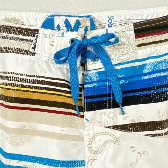 Micros Board Shorts Swim Bathing Suit Mens size 33 White Blue Skull Paisley - Picture 5 of 8